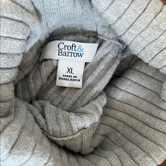 Croft & Barrow Gray Ribbed Cotton Blend Turtle Neck Sweater - Size XL - Picture 2 of 13